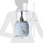 Beautiful by Drew Barrymore 10-Cup Food Processor, 500-Watts, Variable Speed, Pulse, 3" Wide Feed Tube, Stainless Steel Blades, Dishwasher Safe, Large Bowl, Accessories Included (Cornflower Blue)