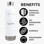 Fizzit Spärklï Carbonated Water Soda Maker in White with 2 Black Stainless Steel Bottles & 1 White Stainless Steel Bottle