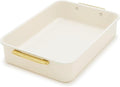 GreenPan Bakeware 13” x 9” Rectangular Cake Pan, Ceramic Nonstick Baking Pan, PFAS & BPA Free, Gold Handles, Durable Steel, Freezer to Oven Dish, Scratch Resistant, Bake & Roast Ovenware, Cream
