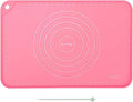 Silicone Pastry Mat 20"*16" Extra Thick Non Stick Baking Mat Food Grade Silicone Dough Rolling Bake Mat with Edge Heightening Pink