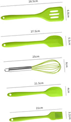 Ipetboom 5pcs Silicone Kitchen Utensil Set Nonstick Cooking Tools with Beater Turner for Baking and Mixing Heat Resistant Green Cooking Utensils with Hanging for Home and Restaurant Use
