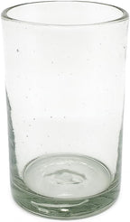 Clear 14 oz Drinking Glasses (Set of 6) - Hand Blown Mexican Glassware Recycled Glass Drinking Glasses for Water, Juice, Margarita, Cocktails & Whiskey, Lead-Free Toxin Free