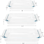 Basics Tempered Glass Oblong Baking Dishes Bundle- 1 Quart, 1.5-Qt and 2-Qt, 3 Pcs Set