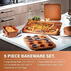Gotham Steel Hammered 15 Pc Ceramic Cookware Set Nonstick, Induction Pots and Pans Set Non Stick with Bakeware Set & Steamer for Cooking, Non Toxic PFOA PFOS Free, Oven & Dishwasher Safe - Copper