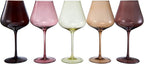 Terracotta Mars Collection Colored Crystal Wine Glass Set of 5, Gift For Him, Mom Dad Friend - 20 oz Glasses, Unique Italian Style Tall Drinkware - Red & White, Beautiful Glassware