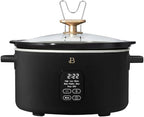 Beautiful 6 Qt Programmable Slow Cooker by Drew Barrymore -5 Preset Cooking Functions, Digital Countdown Timer, Dishwasher-Safe Parts and Cool-Touch Handles (Black Sesame)