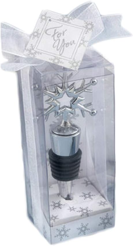 Pack of 3, Alloy Bar Wine Tools Snowflake Shape Wine Beverage Bottle Stoppers with Gift Box for Guests Adults Travel Theme Baby Shower Bridal Shower Party Supplies Engagement Wedding Gift