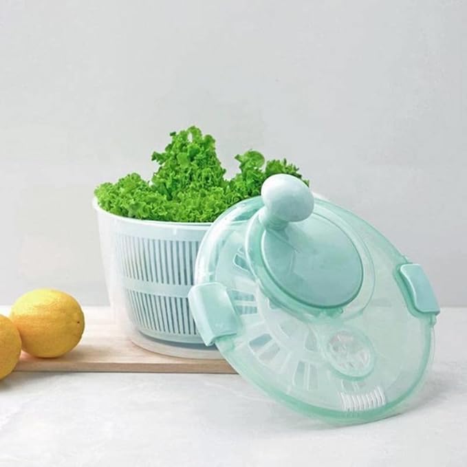 Zentto Salad Spinner Large Plastic Kitchen Salad Spinner 5 Litres Quick Vegetable Dryer BPA Free(Pink)