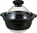 HARIO GNR-200-B-W Rice Pot with Glass Lid, 2-3 Cups, Visible Inside Heat-resistant Glass, Ceramic, Made in Japan