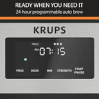 KRUPS Simply Brew: Stainless Steel and Glass Carafe 12 Cup Drip Coffee Maker, Programmable with Digital Display, Dishwasher Safe, Drip Free Coffee Machine, Black and Silver
