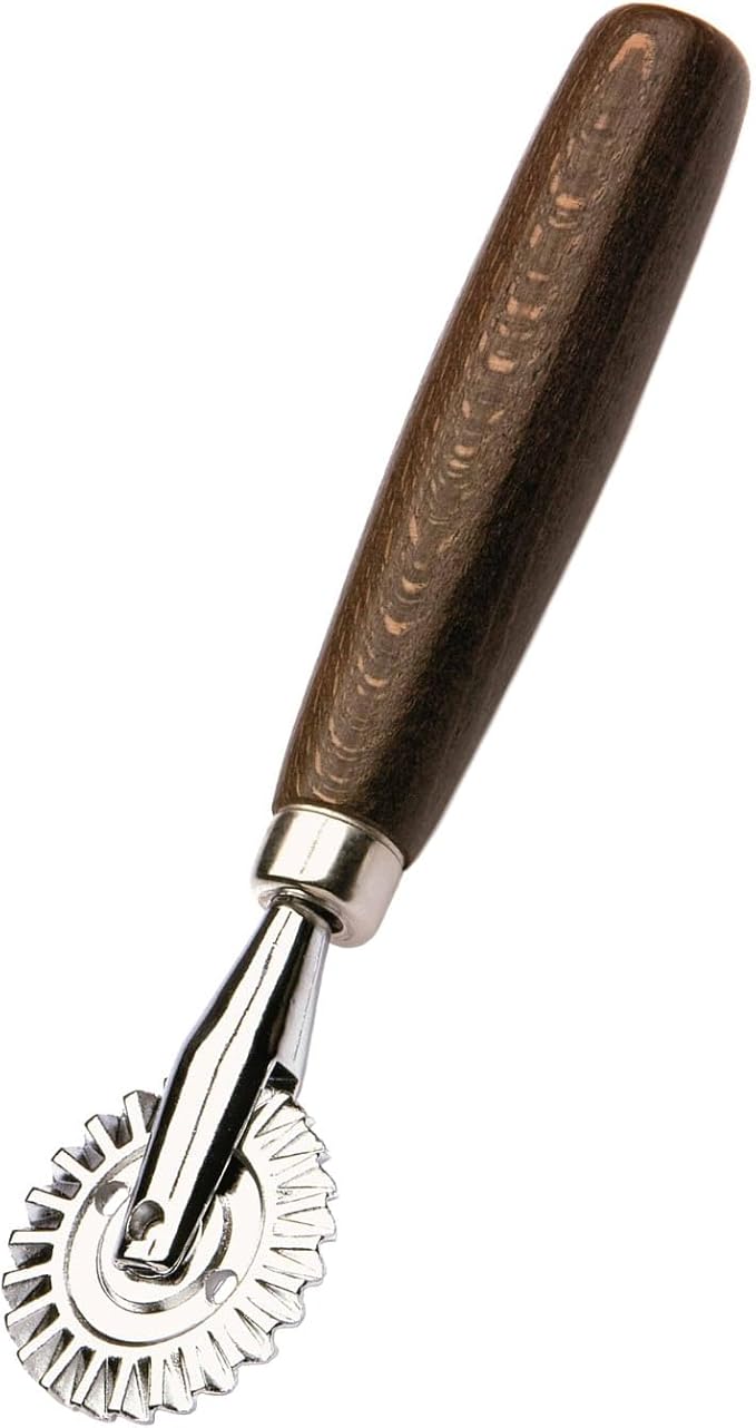 Tredoni 1.6" Pastry Wheel - Dough Stamp Cutter/Crimper, Pasta/Ravioli/Pie Maker, 4cm Stainless Steel Wheel Wooden Handle
