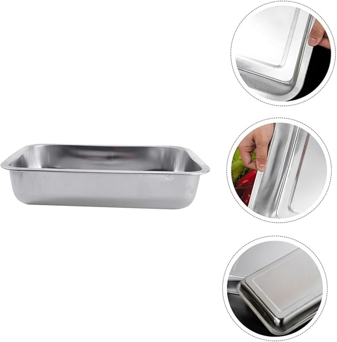 1Pc Multifunctional Stainless Steel Rectangular Plate Rustproof BBQ Plate for Toaster Oven Cookware