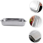 1Pc Multifunctional Stainless Steel Rectangular Plate Rustproof BBQ Plate for Toaster Oven Cookware