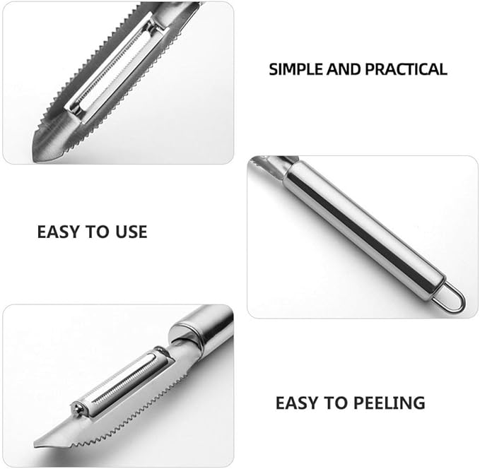 2pcs Stainless Steel Peeler and Multifunctional Vegetable Cutter with Grater Blades Kitchen Gadget for Fruit and Potato Peeling Household Use