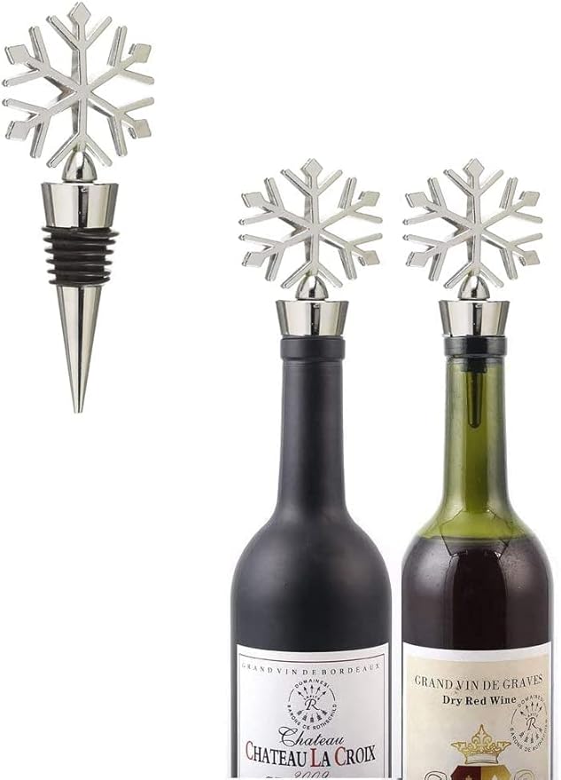 3 PCS Snowflake Design Wine Bottle Stopper Alloy Beverage Bottle Stopper Bar Wine Tool