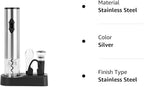 CIRCLE JOY 5-in-1 Electric Wine Opener Gift Set Stainless Steel Electric Wine Bottle Opener Battery Operated Corkscrew with Foil Cutter, Wine Pour, Wine Stopper and Storage Base, Silver