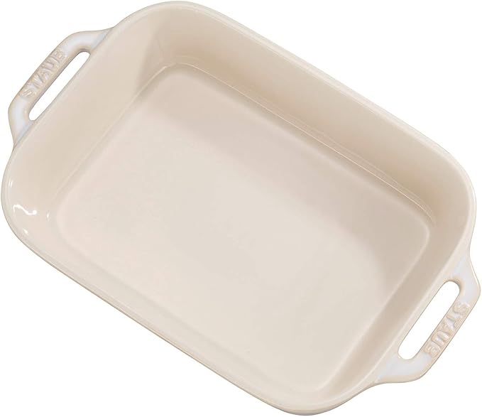 Staub Dish 40511-883 Rectangular Dish, Ivory, 10.6 x 7.9 inches (27 x 20 cm), Ceramic Au Gratin Dish, Oven Safe and Microwave Safe
