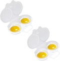 2 Pcs White Egg Poacher, Microwave Egg Boiler Poacher, 2 Cavity Nonstick Poached Egg Maker With Lid, Egg Poacher Microwave Egg Cooker, Double Drain Poached Egg Cups Cookware（13 * 5cm）