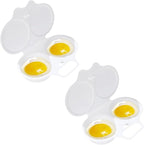 2 Pcs White Egg Poacher, Microwave Egg Boiler Poacher, 2 Cavity Nonstick Poached Egg Maker With Lid, Egg Poacher Microwave Egg Cooker, Double Drain Poached Egg Cups Cookware（13 * 5cm）