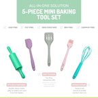 melii 5 Piece Real Mini Baking Tool Set, Cooking Tools for Kids