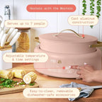10-in-1 Electric Multi-Cooker, 6 Quart Programmable Cooking Pot with Digital Display, Nonstick Interior, One-Touch Controls, Multi-Function Kitchen Appliance (Rose)