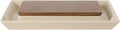 Gibson Elite 3-Section Stoneware Serving Tray with Acacia Lid – Taupe Rectangular Chip & Dip, Condiment, Snack and Appetizer Server for Parties & Entertaining