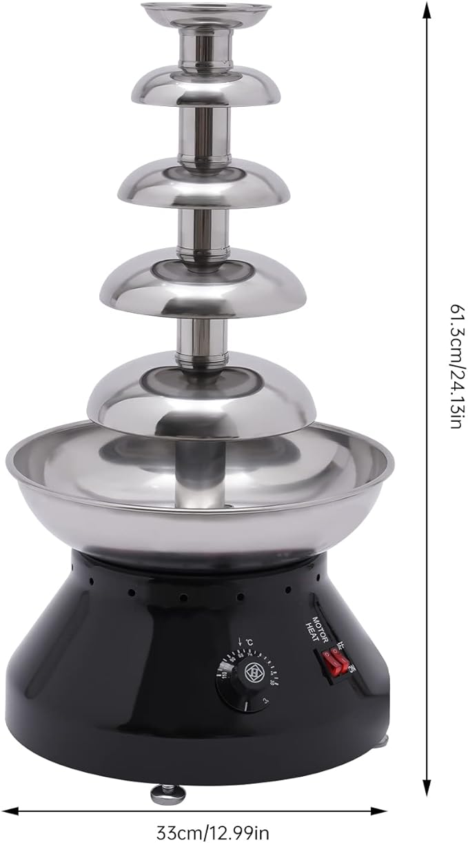 Chocolate Fountain Commercial Hot Chocolate Fondue Tower 5 Tier 7 lb Large Capacity Stainless Steel Chocolate Melting Heating Machine for Nacho Cheese Liqueurs Party Wedding