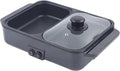 CNCEST 2 in 1 Portable Electric Hot Pot Barbecue Grill Non-Stick Teppanyaki Pan 110V Indoor Hotpot Grill Korean BBQ Combo (Black)