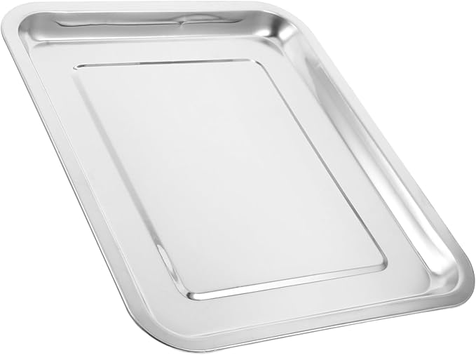 Cabilock Stainless Steel Baking for Toaster Ovens Rectangular Pan for Steaming Grilling Roasting Easy to Clean with Smooth Edges for Handling Baking Tray for Versatile Cooking