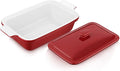 vancasso Blossom Casserole Dish With Lid, 1.9 Quart Casserole Dish for Oven, 12x7 Baking Pan with Handles, Casserole Baking Dish Lasagna Pan with Lid, Microwave, Dishwasher Safe, Red