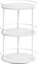 YATINEY Lazy Susan Organizer, Rotating Spice Rack, 3 Tier Spice Turntable Organizer, Industrial Turntable Spice Holder, for Kitchen Countertop and Cabinet, Compact and Versatile, White SR23WW
