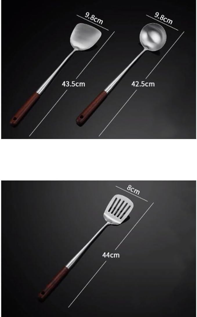 Kitchen Utensils Set，Cooking Utensils Spoons for Cooking Spatulas 304 Stainless Steel Cooking Utensils Kitchen Tools Spoons Spatulas Gadgets 3 Pieces Sets