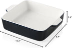 Sweejar Ceramic Baking Dish, 8 x 8 Cake Baking Pan for Brownie, Porcelain Square Bakeware with Double Handle for Casserole, Lasagna, Family Dinner (Navy)
