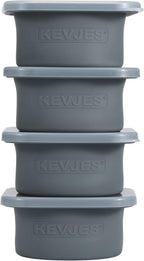 PLUS 1000ml Pizza Dough Proofing Boxes for DIY Artisan Pizza, Food Grade Silicone Stackable Containers with Lids, Sturdy Reinforced Steel. Freezer, Fridge, Dishwasher Safe (4Space Grey Plus)
