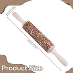 Embossed Wooden Rolling Pin Vine Print 35cm Rolling Pin for Baking Biscuits 3D Pattern DIY Kitchen Tool Baking Accessories Homemade Bakery Pastry Cookie Fondant Dough Pizza