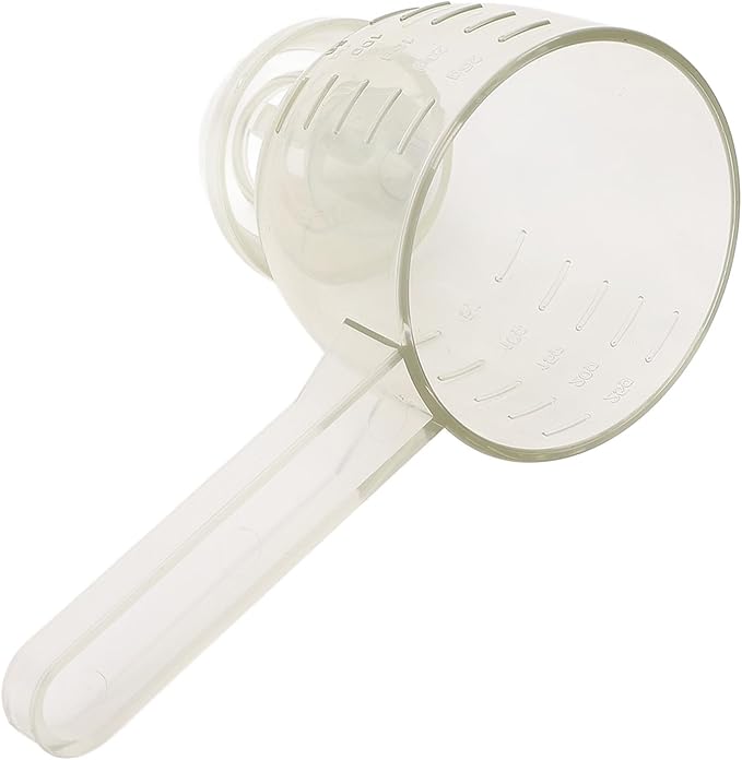 Asixxsix Measuring Scoop, Spill Proof Funnel Design Powder Funnel, Kitchen Measuring Tool with Scale for Seasoning Camping Baking Supplements Dishwasher Safe Food Grade ABS Material (White)
