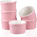 Ramekins 4oz,Creme Brulee Ramekins and Souffle Dishes,Porcelain Oven Safe Baking Bowls,Pudding Cups,Dipping bowl,Set of 6,Pink.