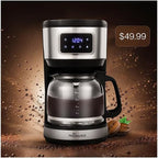 12 Cup Programmable Coffee Maker,Touchscreen Drip Coffee Maker-12 Cup Keep-Warm Function, Auto Shut-Off,Stainless Steel Construction,Permanent Filter,Ideal for Home and Office Use