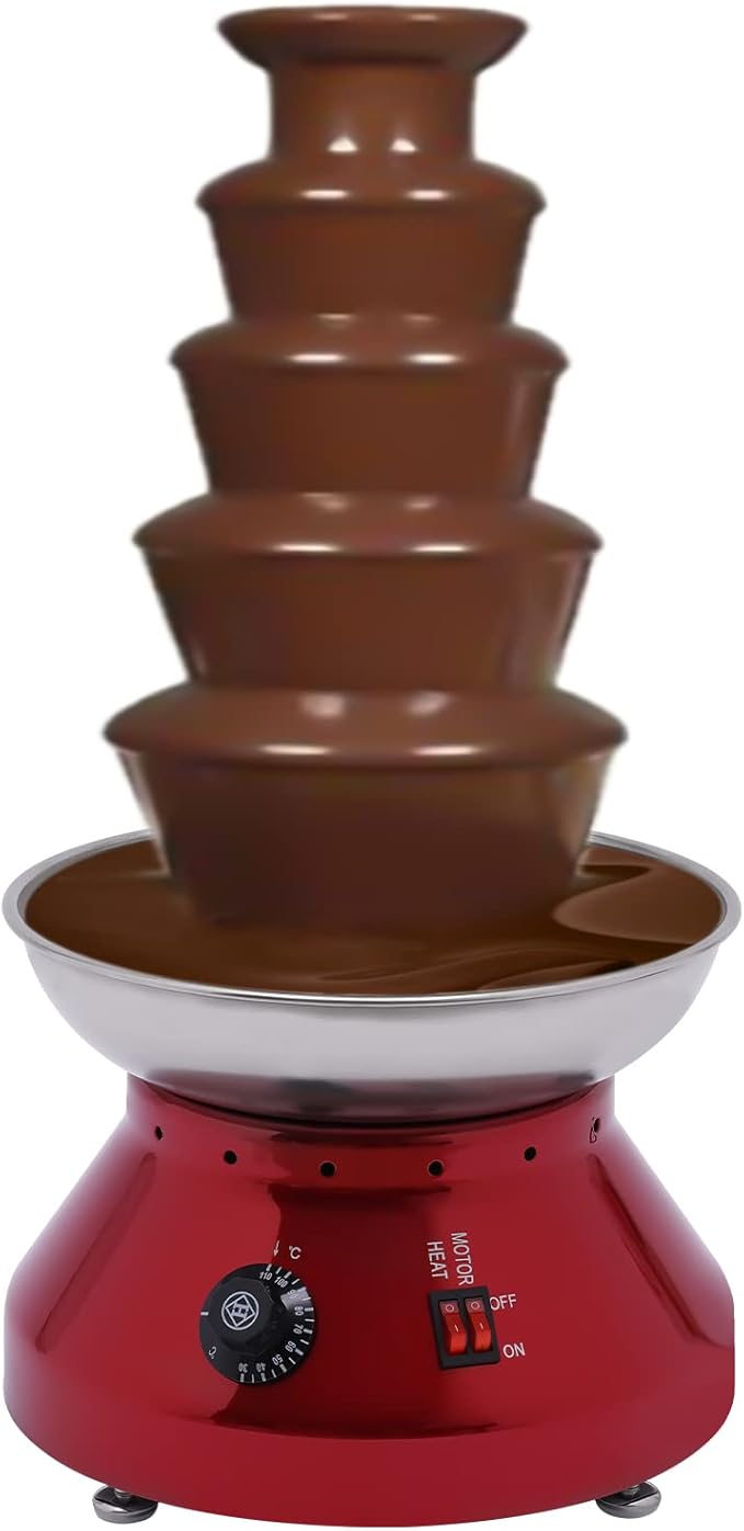 Chocolate Fountain Commercial Hot Chocolate Fondue Tower 5 Tier 7 lb Large Capacity Stainless Steel Chocolate Melting Heating Machine for Nacho Cheese Liqueurs Party Wedding