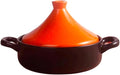 Moroccan Tagine Cooking Pot Cast Iron Enamel Stew Casserole Slow Cooker With Anti-Scalding Handles(Color:Orange)