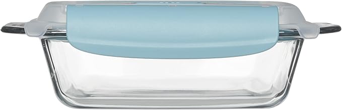 Anchor Hocking 8 Inch Square Cake Dish with TrueLock Locking Lid Bakeware, Clear