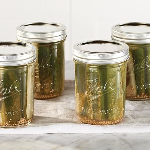 Ball Wide Mouth Glass Mason Jars with Lids and Bands, Used for Canning, Pickling, Juice, Jam, Jelly, Pint Size 16 Ounce (Pack of 3)