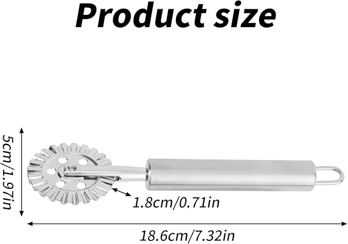 Pastry Wheel Cutter, Stainless Steel Fluted Pasta Crimping Wheel Dough Crimper Pie Crust Cutter Lattice Roller Ravioli Maker Tool for Pizza Noodle Cracker
