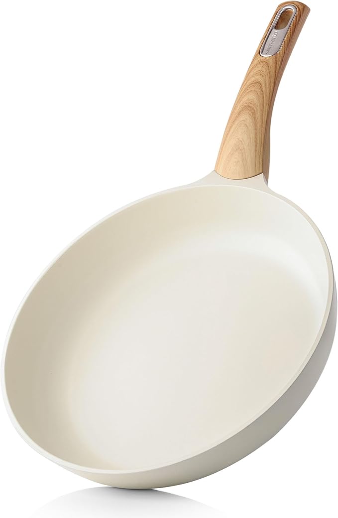 SENSARTE Nonstick Frying Pan Skillet, Egg pan, Omelette Pan, Healthy Cookware Chef's Pan, PFOA Free, 11 Inch, White