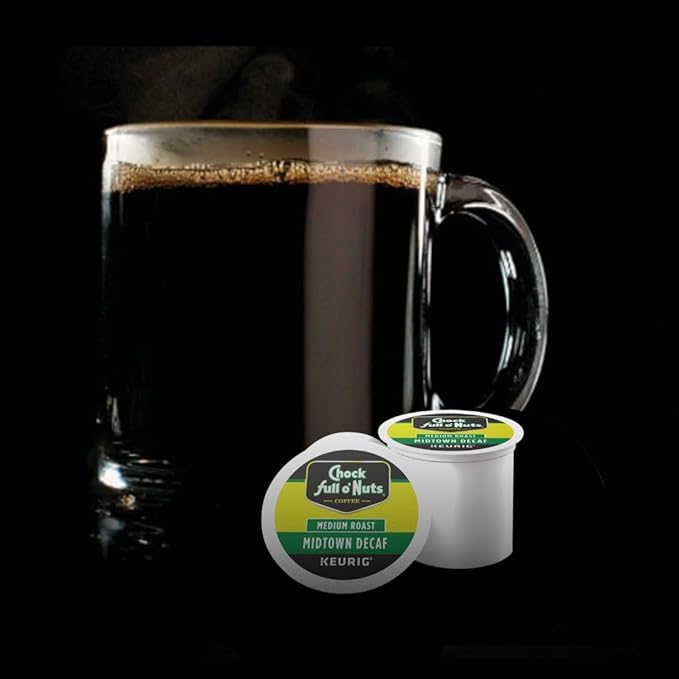 Chock Full o' Nuts Midtown Decaf Keurig K-Cup Pods for Keurig Brewers – Premium Arabica, Medium Roast – Single Serve – 6 Packs of 12 K-Cup Pods