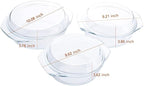 Set of 6 Pieces Round Tempered Glass Casserole Dish with Lids, Glass Casserole Baking Dish Set for Oven, Freezer and Dishwasher Safe - 1QT+1.5QT+1.8QT