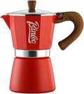 Bincoo Classic Italian Coffee Maker, Moka Pot 6 Cups, Espresso Maker Stovetop Espresso Moka Pot,Single Safety Valve (Red)