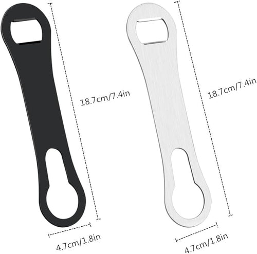 10 Pcs Stainless Steel Flat Bottle Opener Wine Bottle Opener, Bottle Opener for Bar Pour Spout Remover Flat Bar Key Metal Speed Key Opener for Bartenders Home Kitchen(Black, Silver)