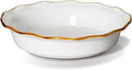 ONEMORE 9-Inch Deep Dish Pie Pan - Ceramic Pizza Pan for Oven, Baking Chicken Pot Pie, Quiche & Tarts - Rustic White Dish for Perfectly Crispy Crust, Large Ruffled Baking Plate