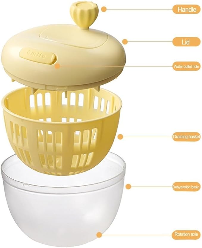 Simple Operation Salad Spinner for Efficiently Washing Your Favorite Vegetables (yellow)